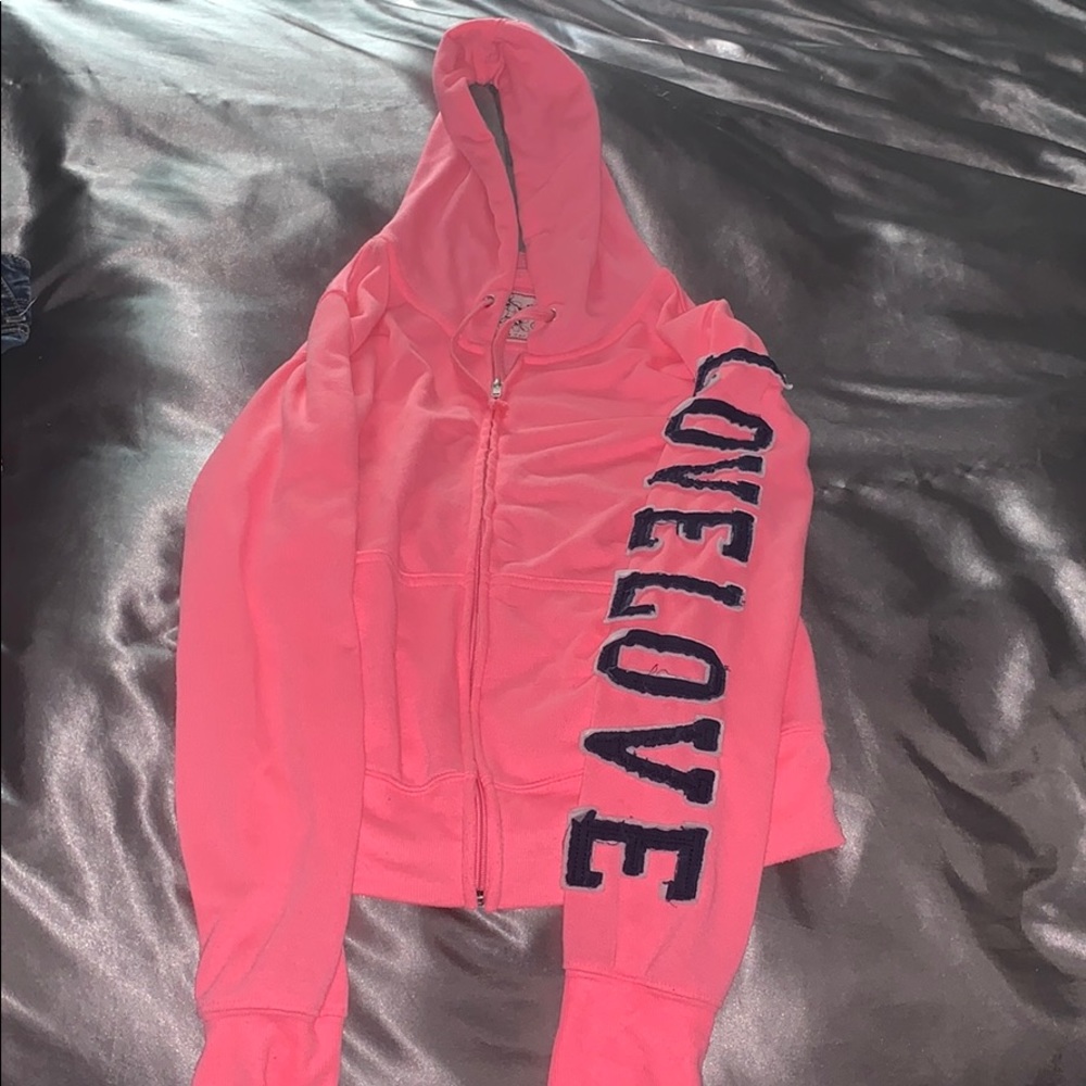 Pink LOVE zip up hoodie